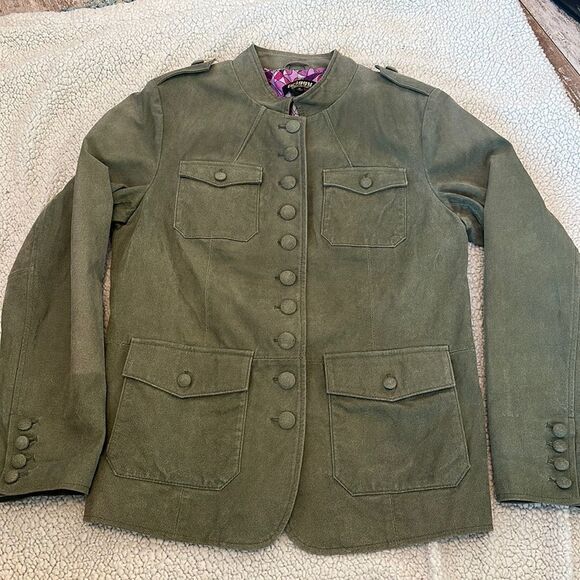 Twiggy green genuine leather jacket size medium - Picture 1 of 9
